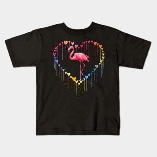 Flamingo Love Heart For Valentines Day Kids T-Shirt